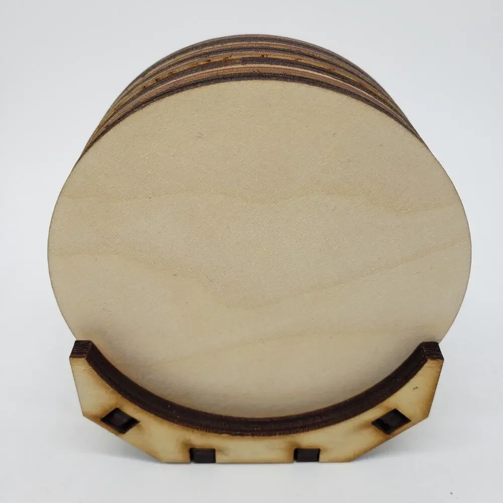 Wood Coasters w/Holder‎ U.S. Navy Logo Wood Burned. Desktop. Office. Decor. NICE
